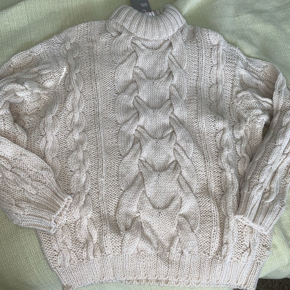 PURE Wool Irish Afghan Cable Knit Luxury Sweater